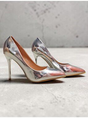 Silver Metallic Pointed Toe Stiletto Heels